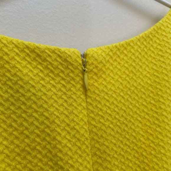 { Betsey Johnson Dress } Yellow Textured Knit Stretch Dress with Ruffle Hem - Picture 5 of 9